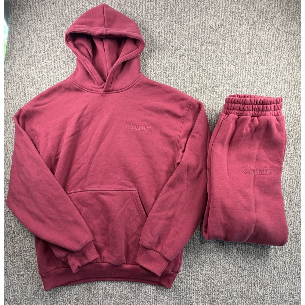 Comfrt Hoodie Sweatpants Set Unisex Medium Maroon Fleece Tracksuit AX2510663